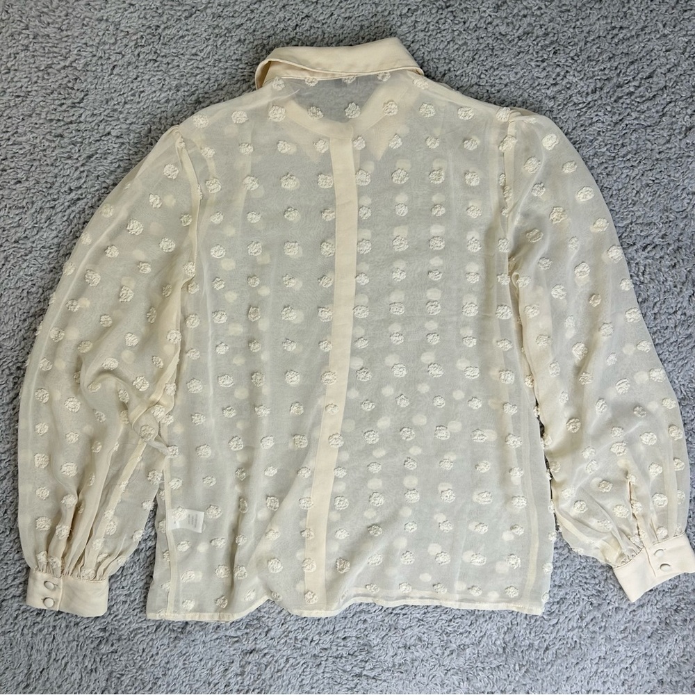 Lulus Top Womens Small Blouse Button Up Sheer Classic Polished Work Office Soft - Picture 4 of 4